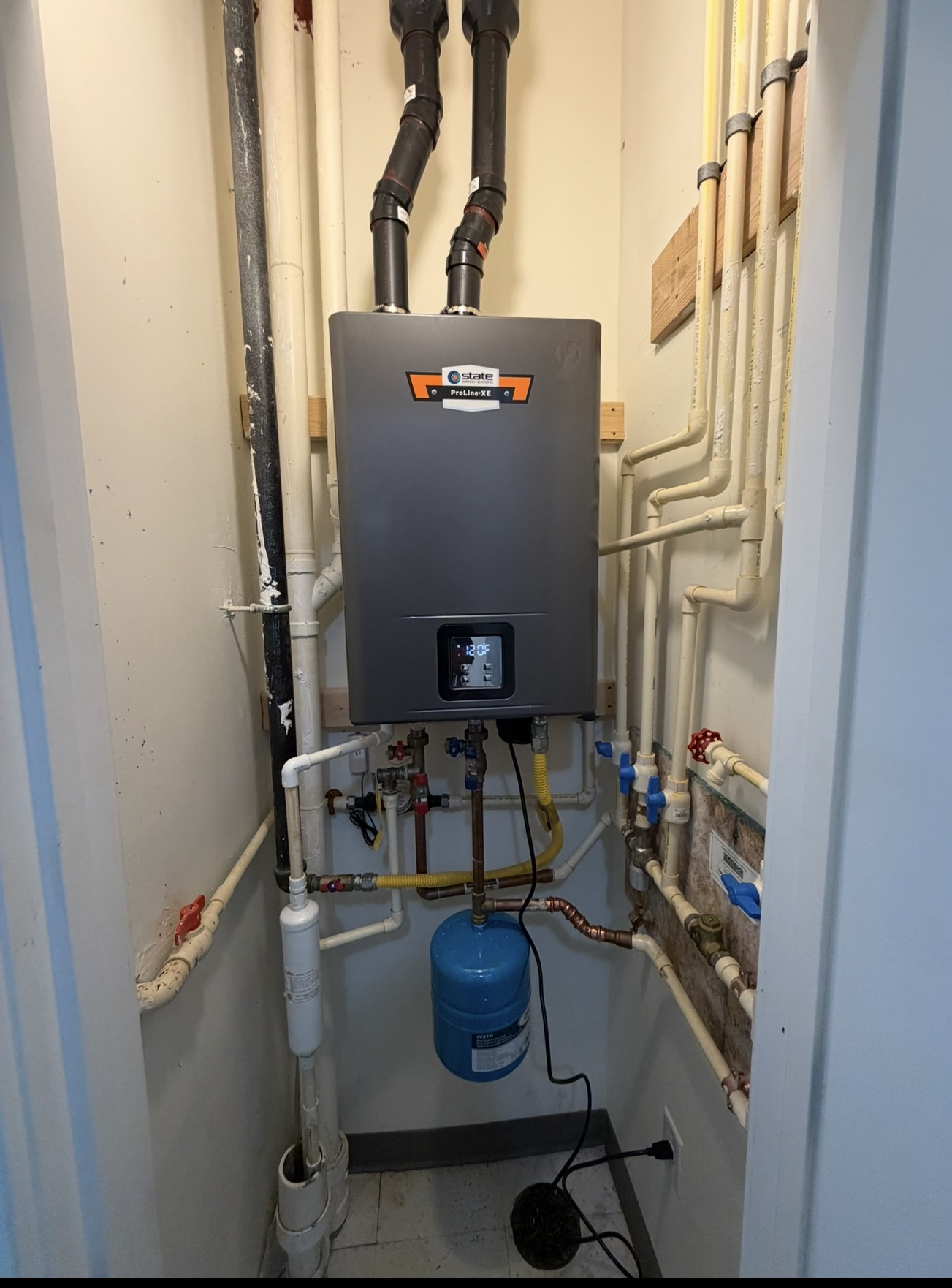 A-1 State tankless water heater installation with expansion tank